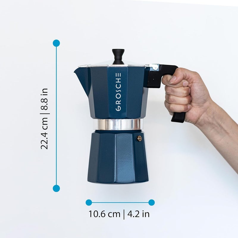 GROSCHE Milano Stovetop Espresso Maker Moka Pot 9 Espresso Cup, 15.2 oz, Blue. Stove top Coffee Maker Moka Italian Espresso greca Coffee Maker Brewer Percolator - Image 5